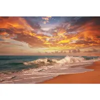Papermoon Fototapete "Sea Sunset", bunt, B:3,5m L:2,6m, Vlies, Tapeten, Fototapete