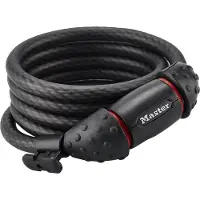 Master Lock Kabelschloss 8121 Schwarz 12 mm x 1800 mm - robustes Sicherheitss....