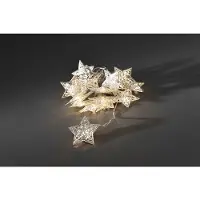 Konstsmide - LED Dekolichterkette, silberne Metallsterne, 16 warm weiße Dioden, 24V Innentrafo, transparentes Kabel ; 3171-303