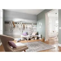 Komar Fototapete "White Horses - Größe 368 x 254 cm" bedruckt glatt Wohnzimmer, Schlafzimmer