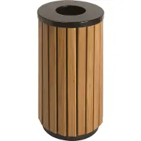 V-Part - Abfalbehälter für draußen 40 Liter - Steel - Holz Optik, Schwarz