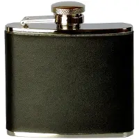 Basic Nature - Flachmann Eckig Leder - Flachmann Gr 180 ml schwarz/grau