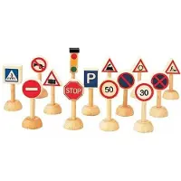 PlanToys Holzspielzeug Verkehrsschilder und Lichter