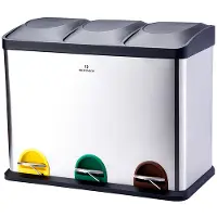 Bergner Edelstahl Treteimer Abfalleimer 3 Behälter Mülleimer PT-9338