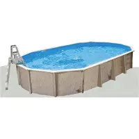 Interline Bodenvlies Oval 6,40 x 4,00 m, Schwimmbeckenauskleidung, Weiß, Polyester, Überirdischer Pool, Oval, 4000 mm