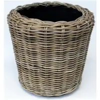Van der leeden Pflanzkorb Sylter Korb Rattan 44x45cm 33 Liter Rund Natur Drypot Garten Terrasse Blumen