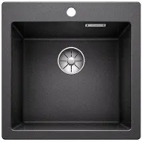 BLANCO PLEON 5, SILGRANIT, anthrazit, ohne Ablauffernbedienung, keine Beckenlage, 500 mm Untermaß, Aufsatzwanne, Rechteckig, Silgranit, Anthrazit, 1 Becken, Rechteckig