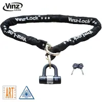 Vinz Kungur Kettenschloss ø10mm | ART 3 Zertifikat | Schloss für Roller Scooter Motorrad Moped E-Bike & hochwertiges Fahrrad | sicheres Rollerschloss Kette Loop U-Lock | 100-300 cm x (200cm)