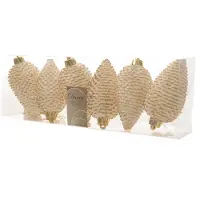 Décoris Christbaumschmuck 8cm Kunststoff Tannenzapfen Weihnachtsbaumschmuck elfenbein
