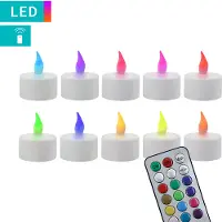 Huismerk LED-Teelichte, 10 Stück, Ø 4 cm, mit Farbwechsel und Fernbedienung 72753