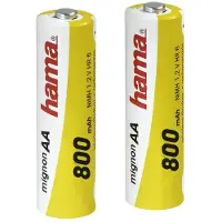 Hama 2x AA NiMH Batteries, Wiederaufladbarer Akku, Nickel-Metallhydrid (NiMH), 1,2 V, 2 Stück(e), 800 mAh, Silber