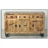 SIT Möbel RUSTIC Sideboard lackiertes Mangoholz mit starken Gebrauchsspuren Natur Antik