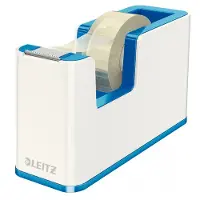 Leitz Klebefilmabroller WOW, ergonomisch, für Klebebandrollen mit B 19 mm x L 33 m, inkl. Klebeband, recycelbarer ABS-Kunststoff, weiß/blau