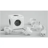 Allocacoc PowerCube ReWirable Travel Plugs GRAU + DE Kabel, Reiseadapter & 5x Verteiler, 230V Schuko