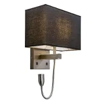 QAZQA Wandleuchte Stahl mit Schwarzem Schirm und Lesearm inkl LED Bergamo